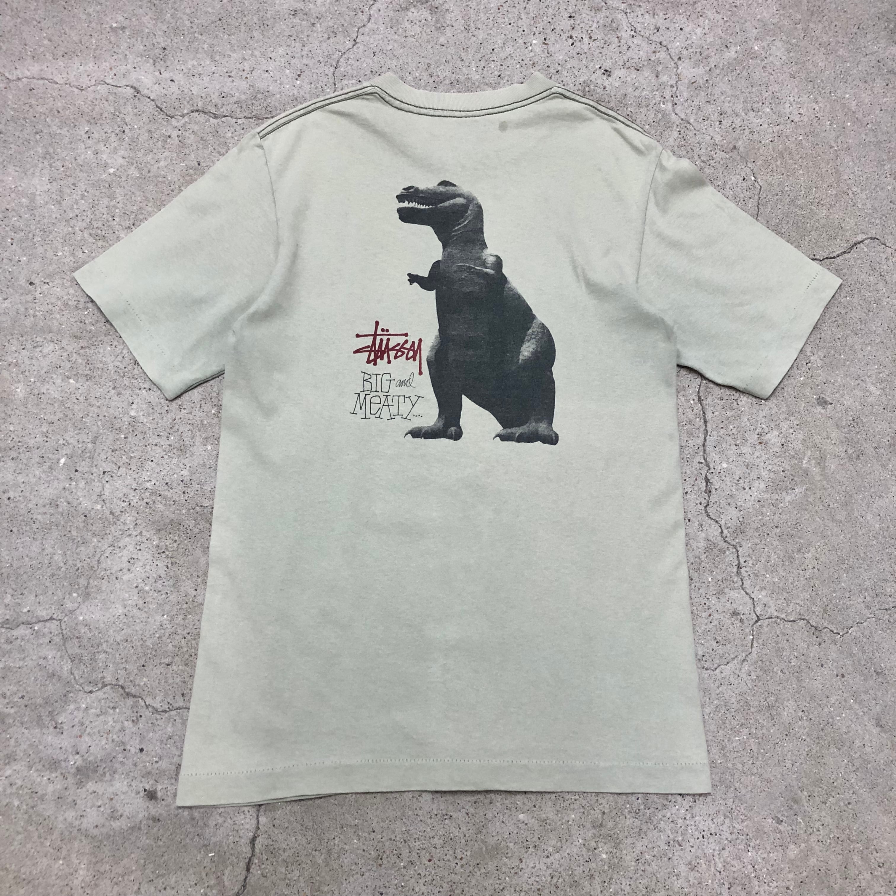 80～90s OLD STUSSY/BIG and MEATY Tee/USA製/黒タグ/S/dinosaur/恐竜