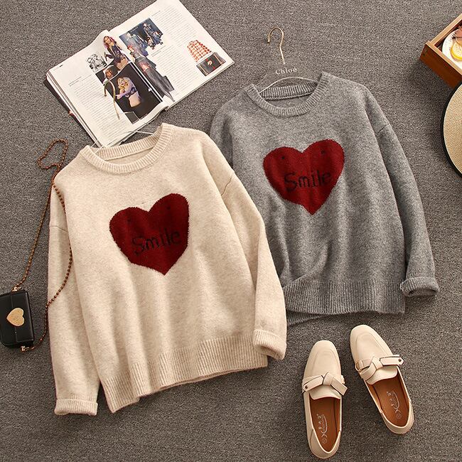 tops】ハート柄ニットセーター M19703 | nanastyle