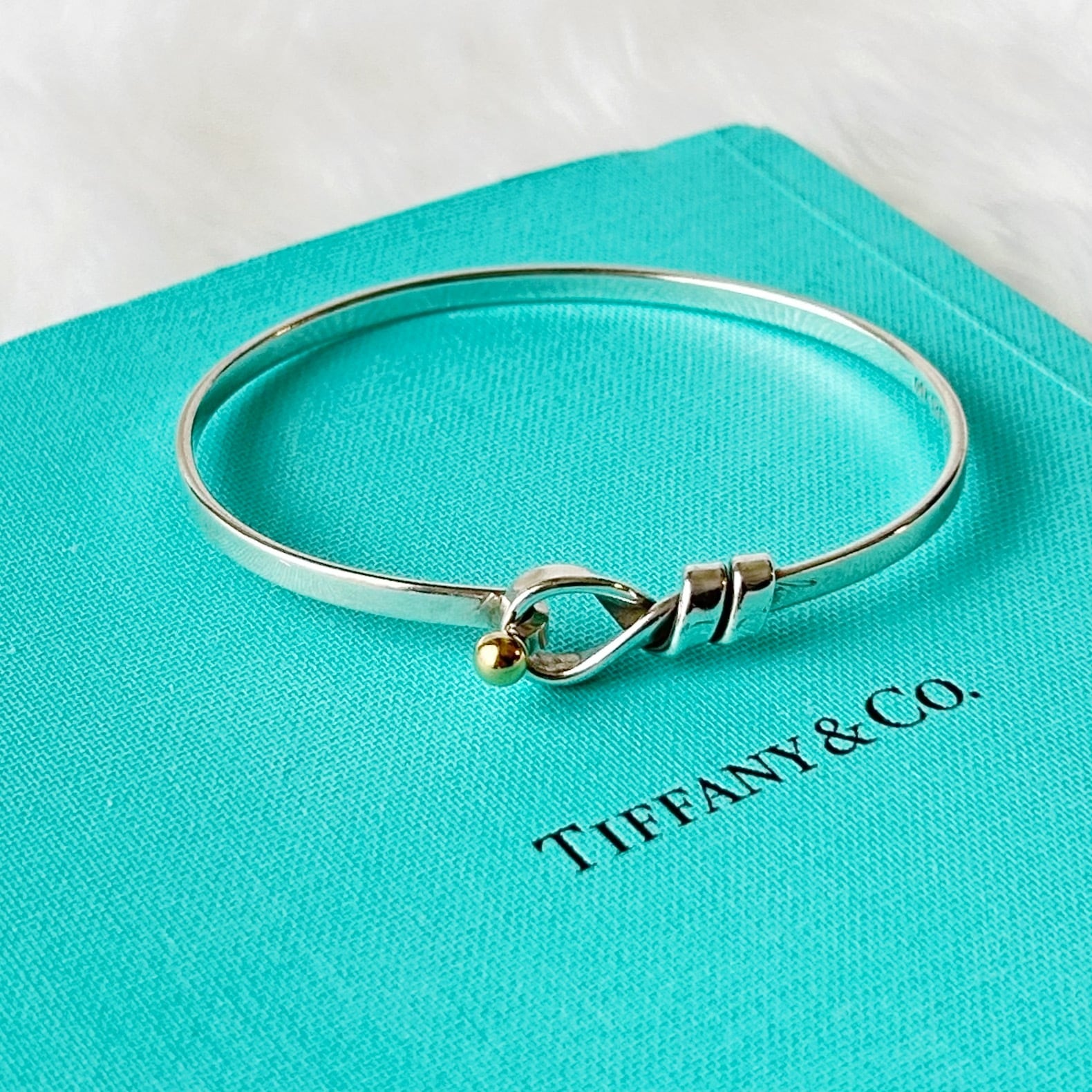 TB7054】Tiffany&Co. hook&loop bangle/silver925,K18/ティファニー
