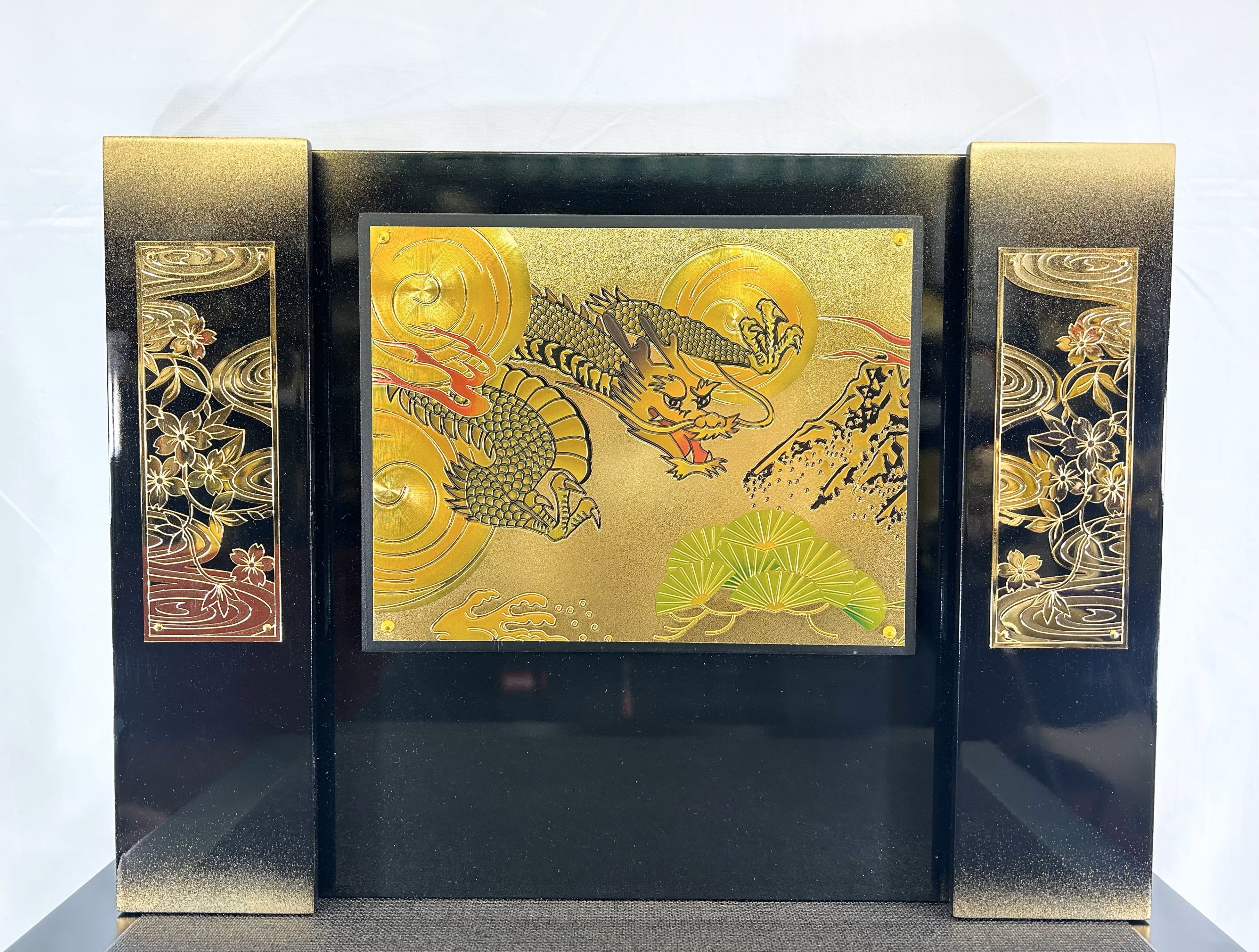 兜飾りの飾り台＆屏風のみ 10362 収納台 差し込式 四角枠 収納彫金風