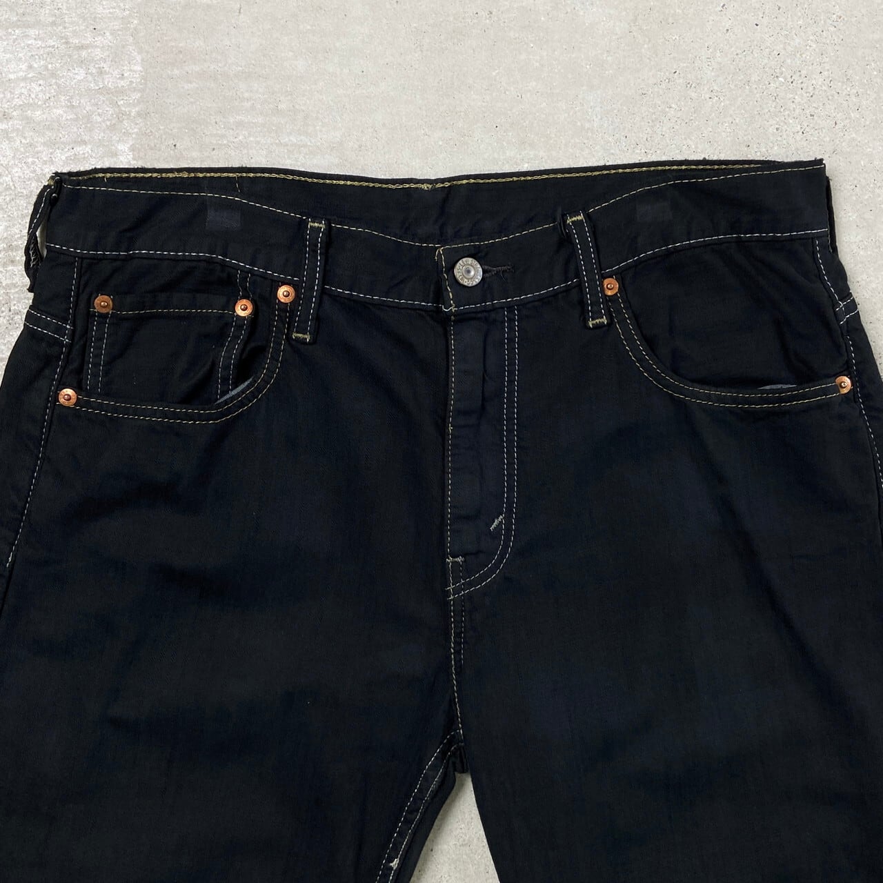 Levi's リーバイス 569 ブラックデニムパンツ ワイドストレート 後染め