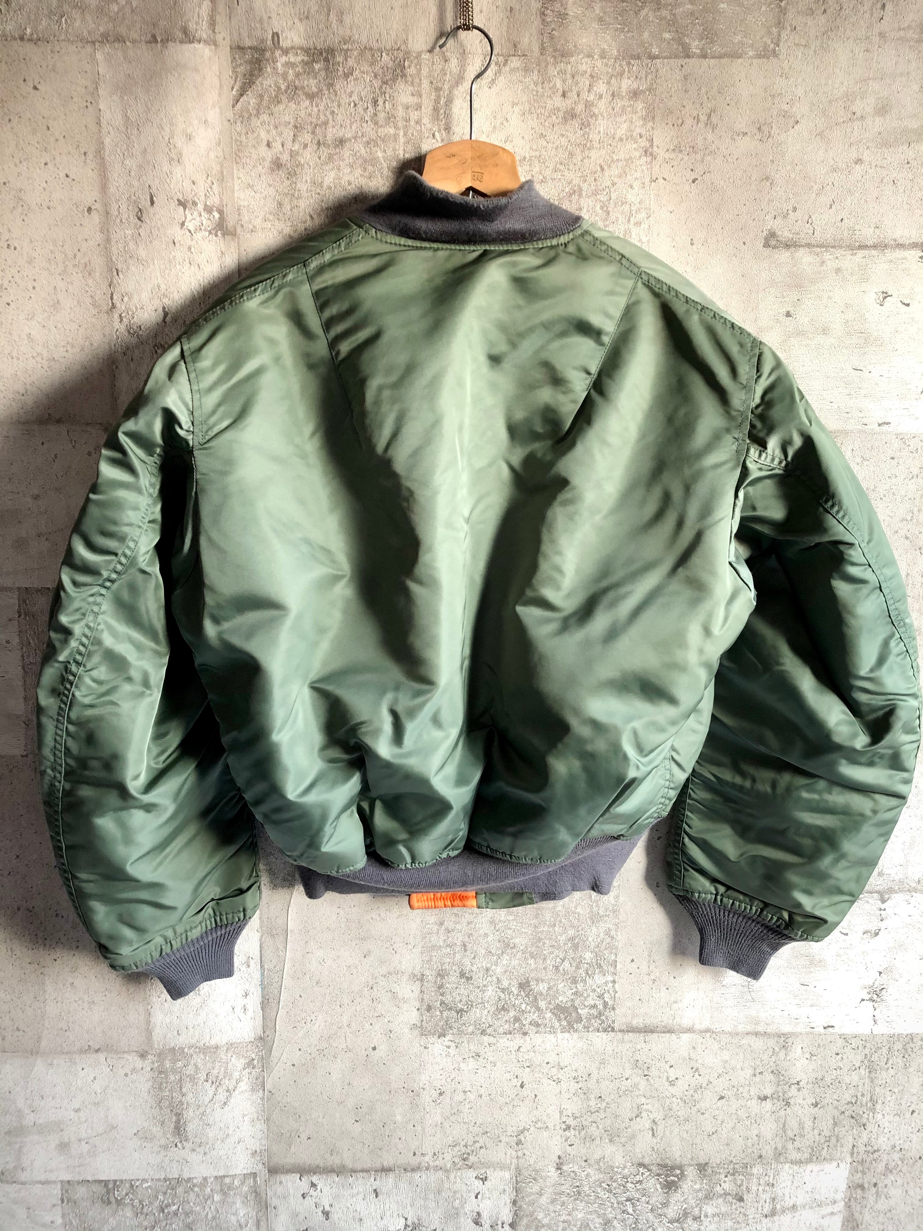 90s USA製 AVIREX MA-1 アーチロゴ カーキ L ヴィンテージ AVIREX