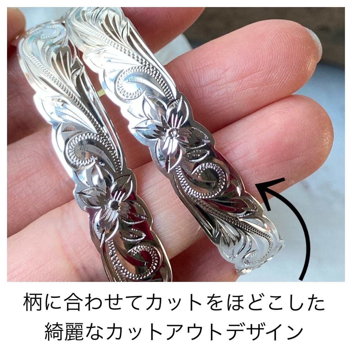 BOOOハワイアンジュエリー シルバー925 10mm幅 手彫りバングル BOOO