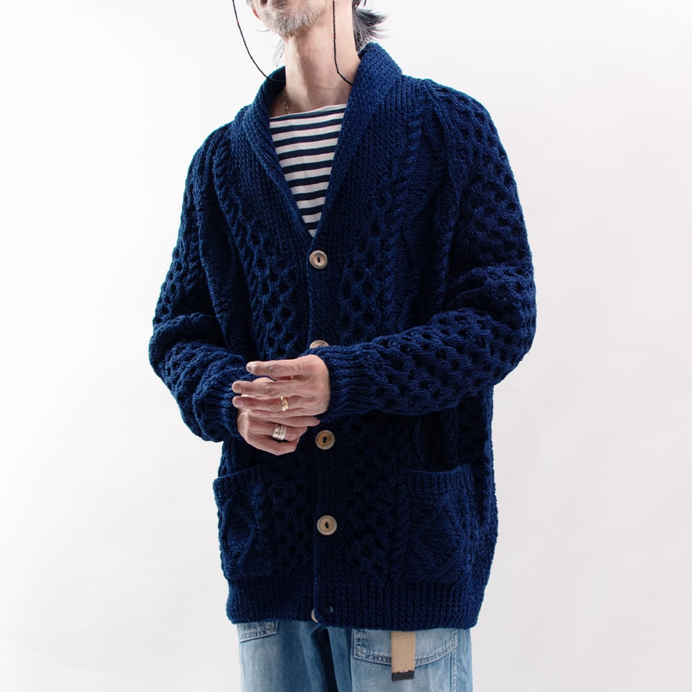 INVERALLAN インバーアラン デニムヤーンショールカラーカーディガン