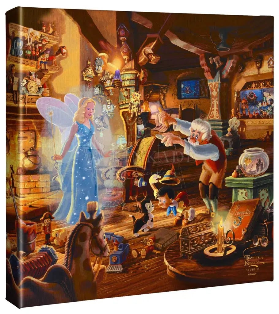 ディズニー絵画 ピノキオ/ゼペットのピノキオ 展示用フック付