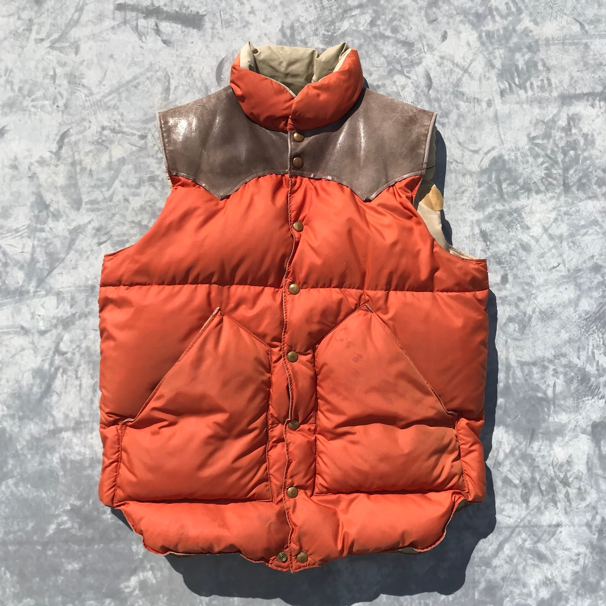 70's ROCKY MOUNTAIN ロッキーマウンテン ダウンベスト レザーヨーク