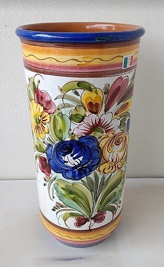 イタリア 傘立て 手彫り テラコッタ 手描き アンティーク 傘立て 陶器