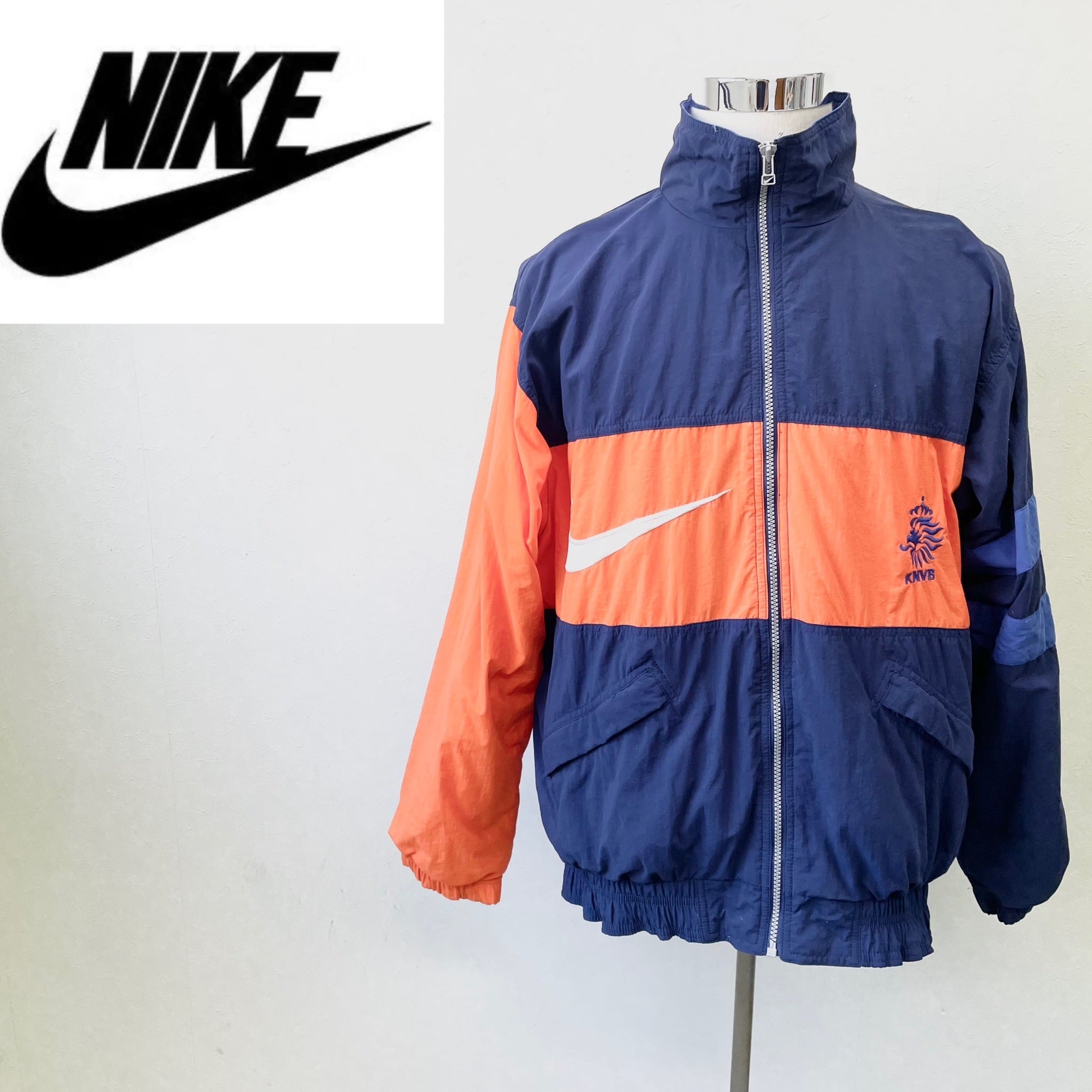 オランダ代表】ナイキ ナイロンジャケット 刺繡ロゴ KNVB 白タグ90s
