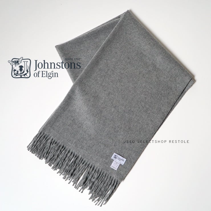 国内正規品・美品】ジョンストンズ カシミヤ大判ストール LIGHT GREY
