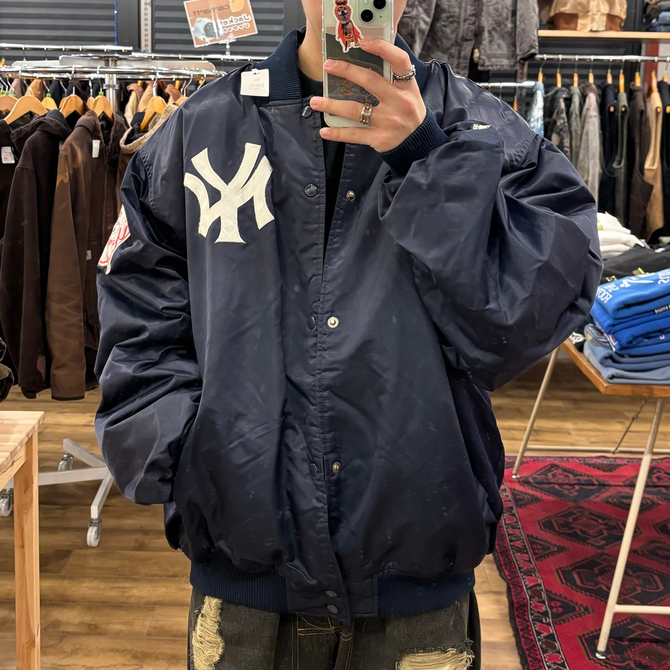 Yankees スタジャン Lサイズ Majestic ネイビー Yankees Majestic