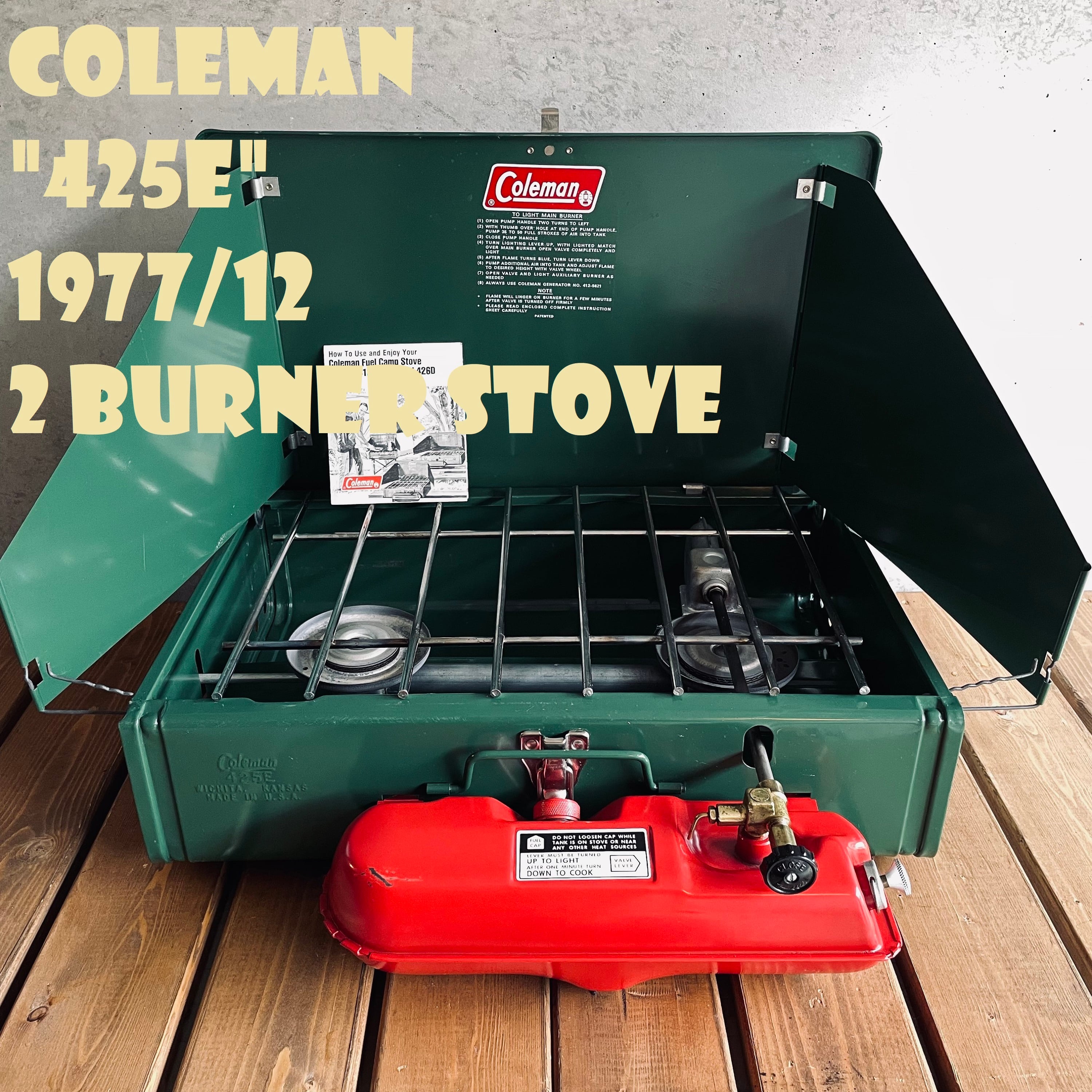 コールマン 425E ツーバーナー 赤タンク コンパクト 1977年12月製造