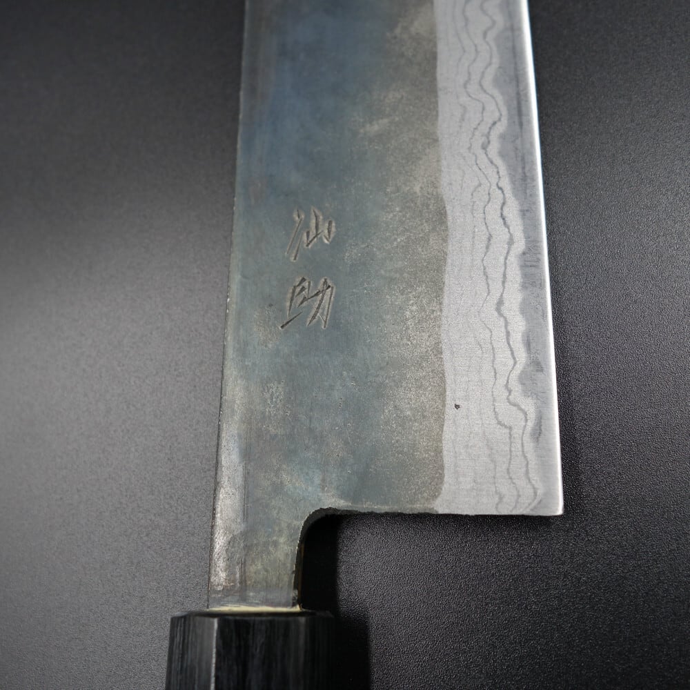 仙助 菜切 包丁 165mm 安来鋼 青紙2号 墨流し 紫檀シノギ柄 | KEIJIN
