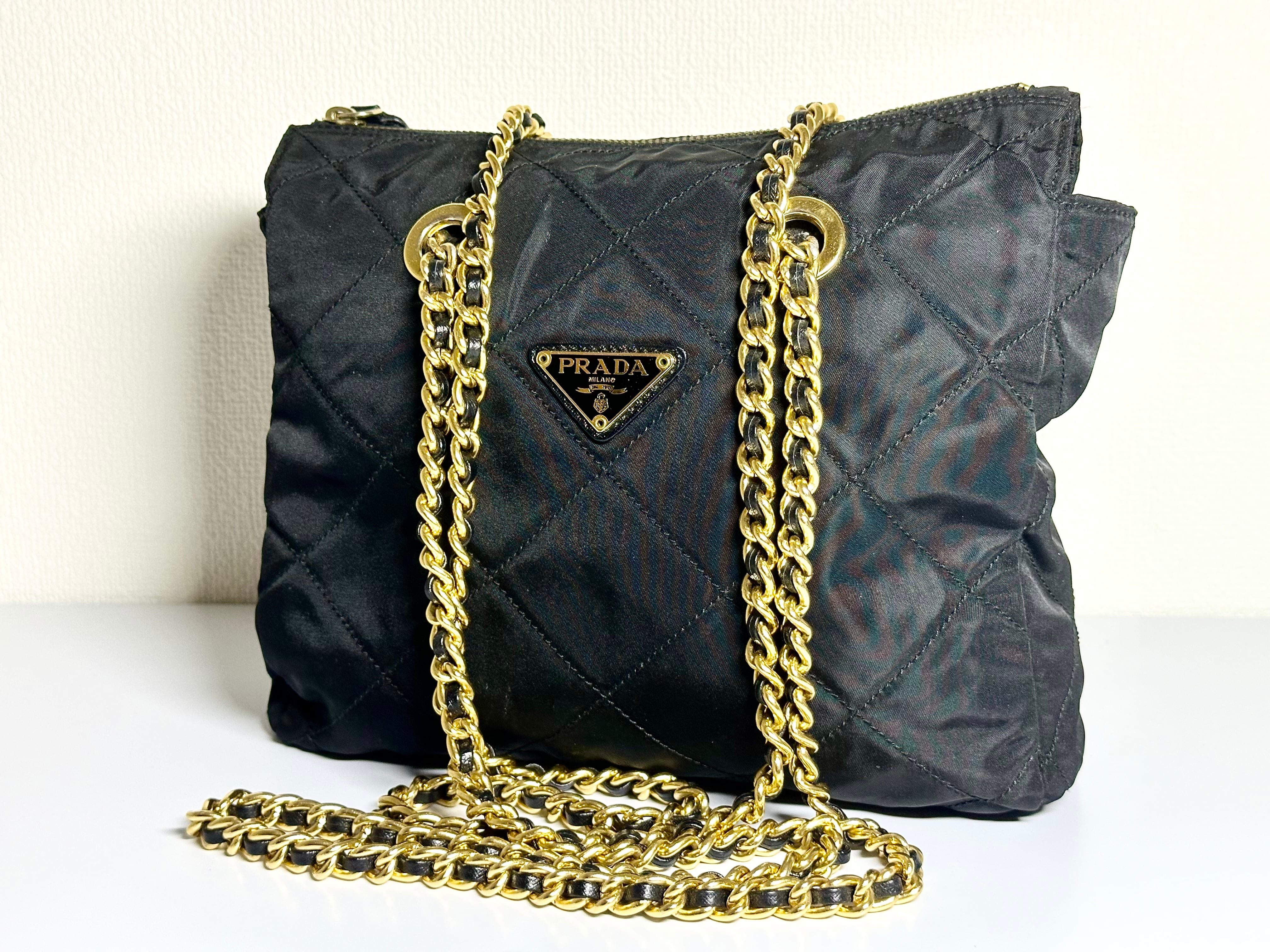 PRADA プラダ ナイロン チェーン ショルダーバッグ ヴィンテージ 黒