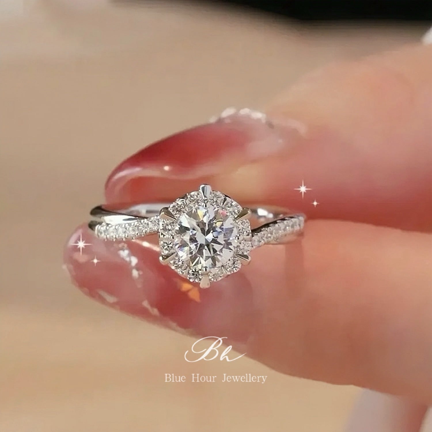 モアッサナイト 0.5ct/1ct/2ct キラキラ ラウンド ゴージャス