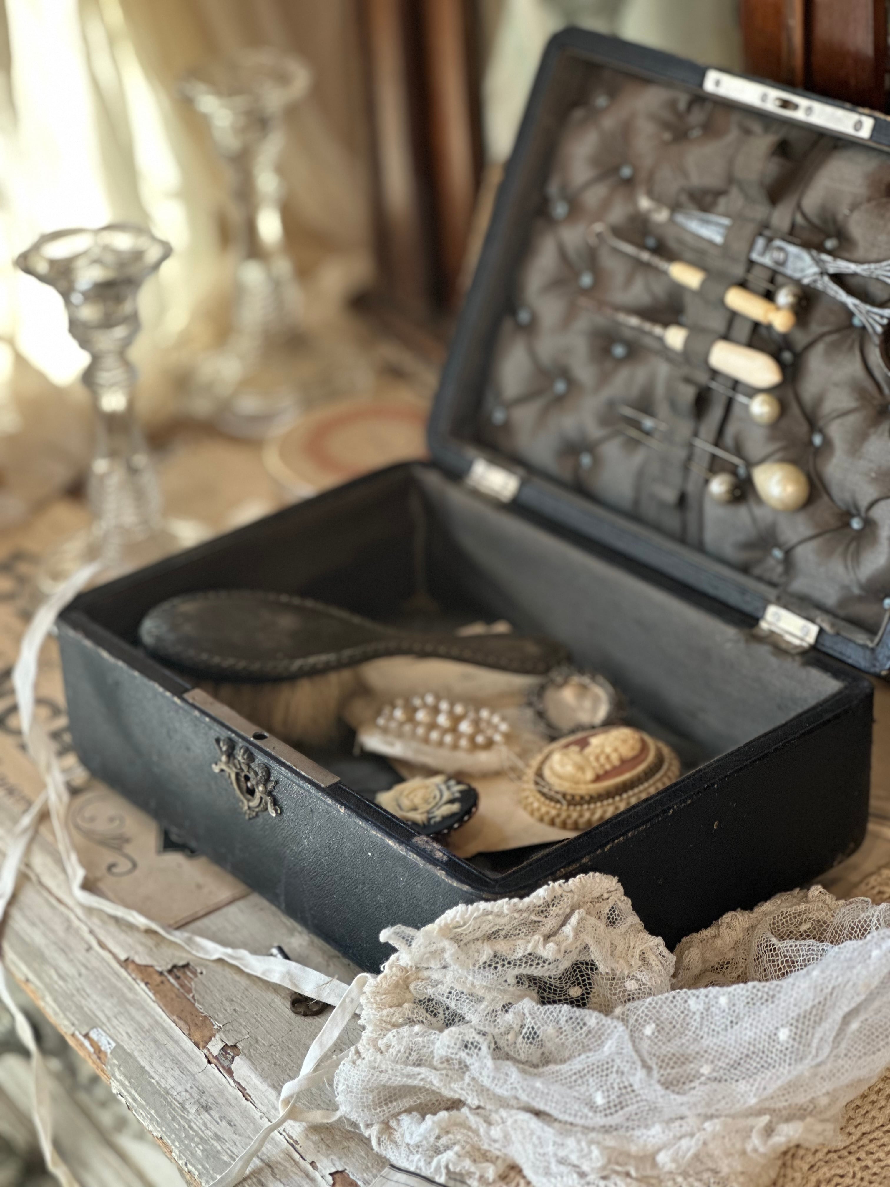 19世紀ジュエリーボックス 宝石箱 裁縫箱 | Brocante de La Cocotte
