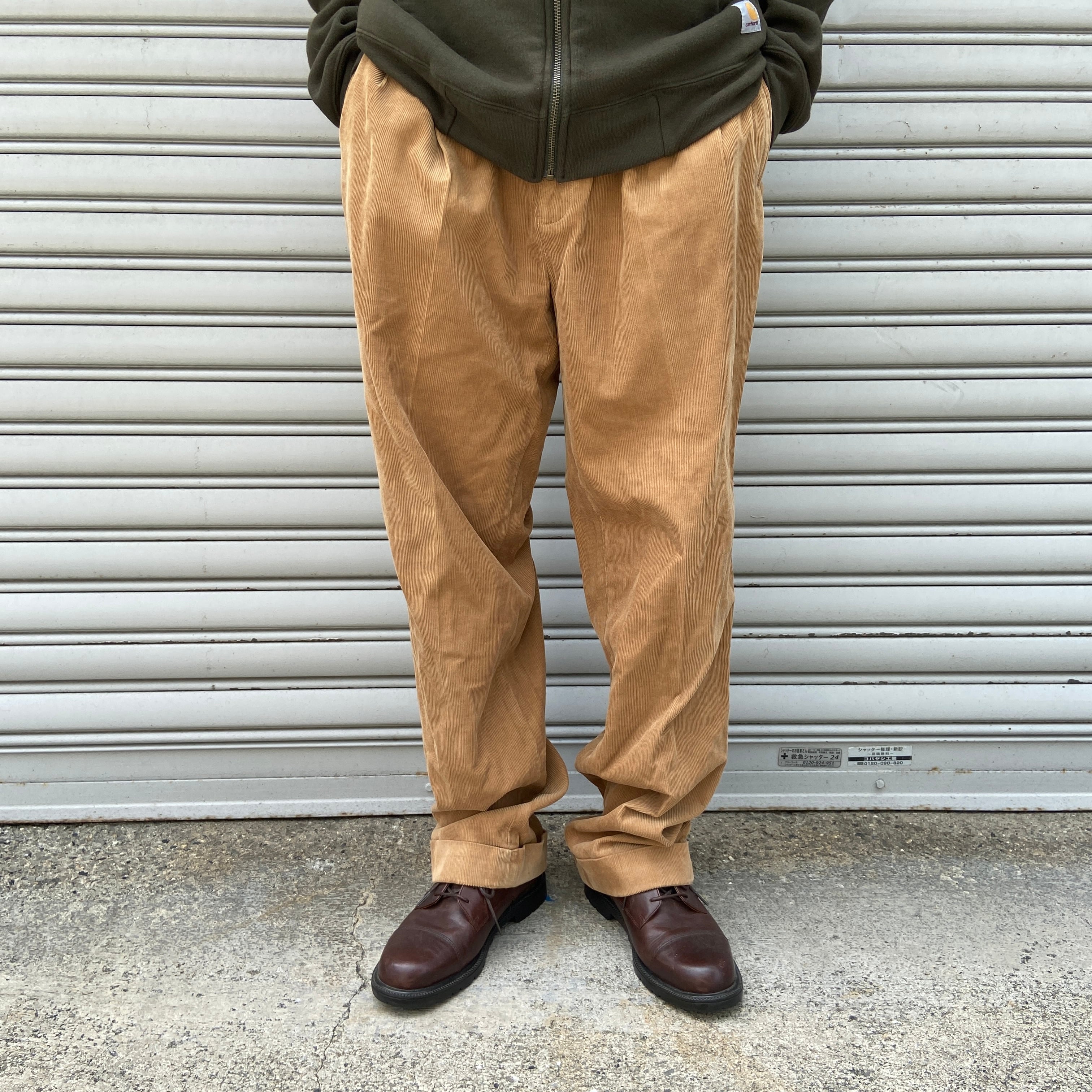 90s ラルフローレン 2タックコーデュロイパンツ 細畝 ブラウン W35L32