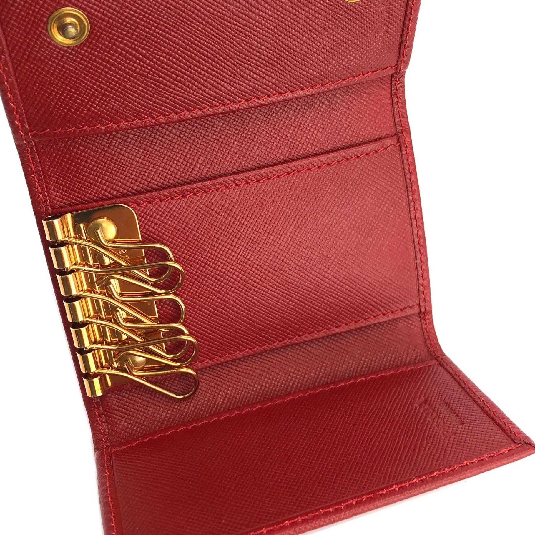 PRADA プラダ トライアングルロゴ サフィアーノレザー 6連 キーケース