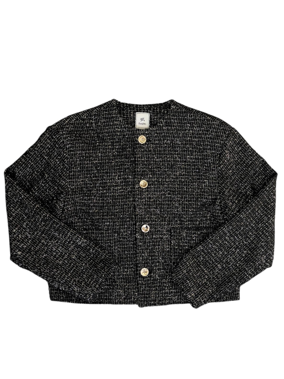 ALUDE SELECT】 nocollar lame tweed jacket(3color) | 【ALUDE】韓国