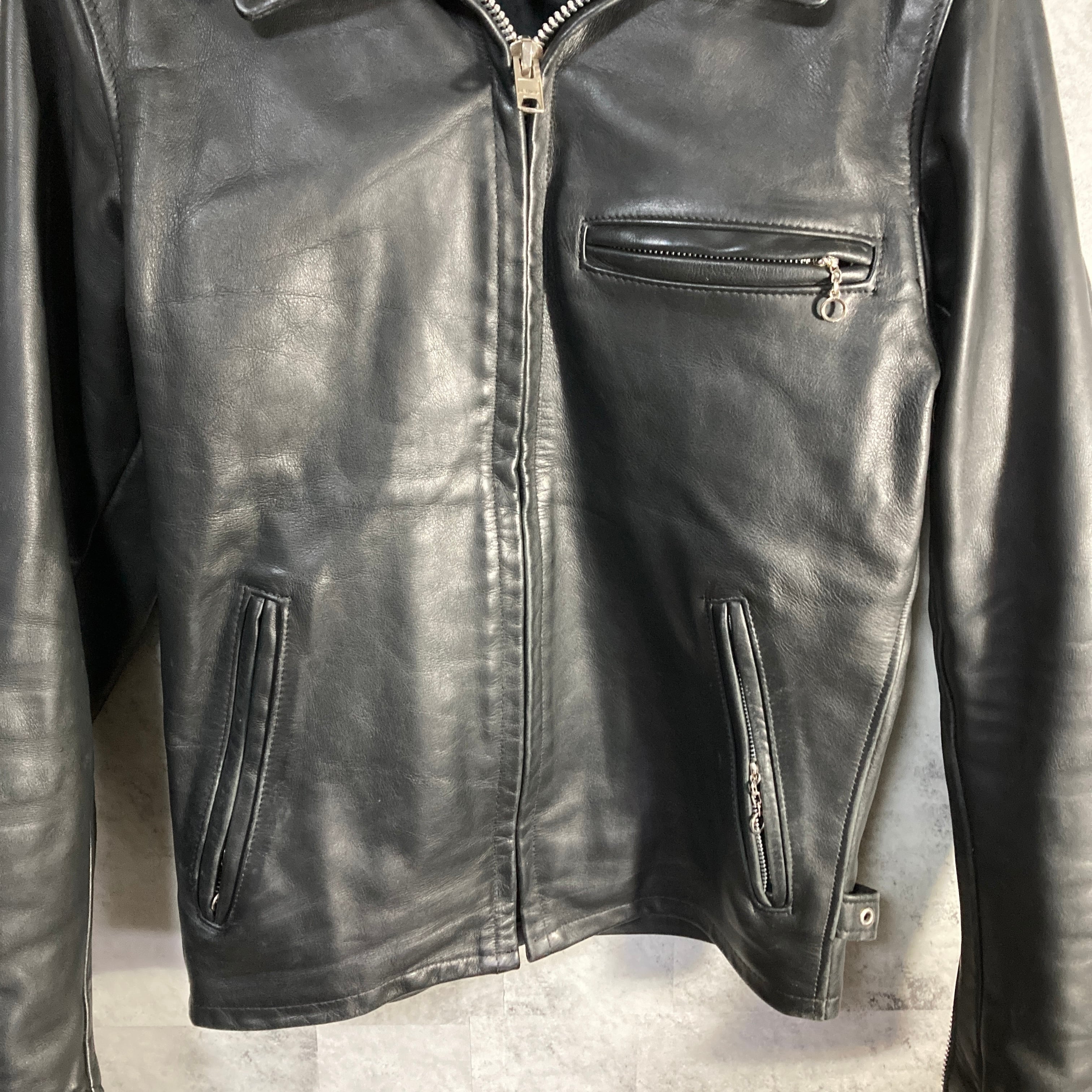 USA製 SCHOTT シングル ライダース レザージャケット ブラック 34