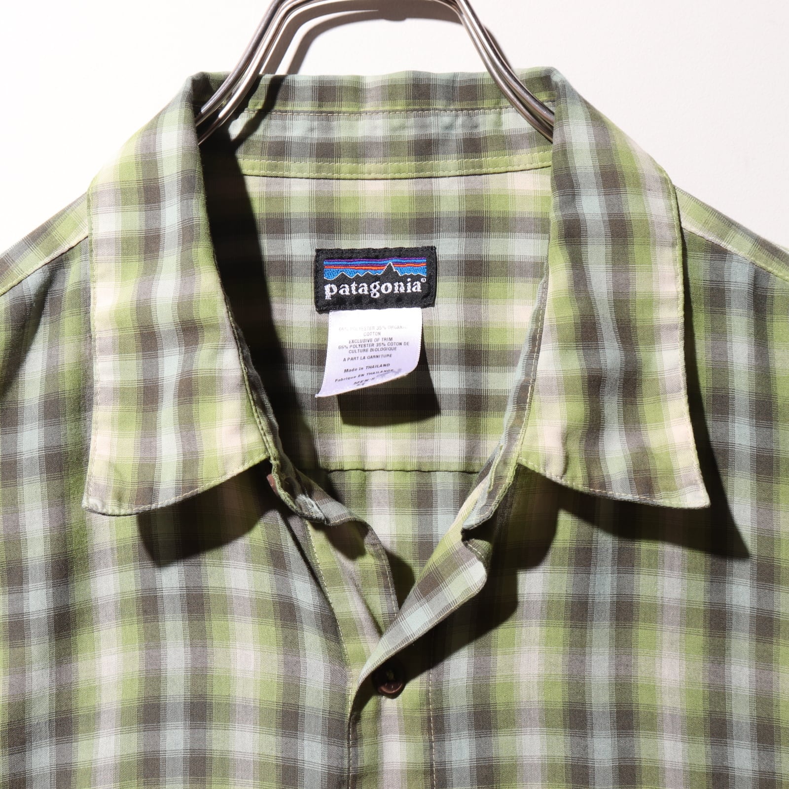 美品 M 05年 オンブレチェックシャツ Patagonia 緑 パタゴニア