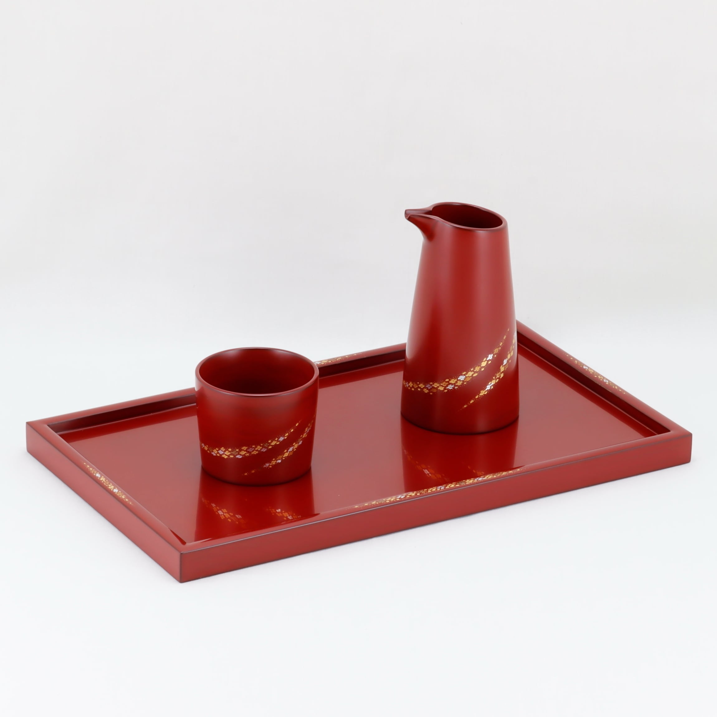 608-3 輪島塗 卓上膳／トレー盆／本朱塗／小華沈金 | 輪島塗 加藤漆器
