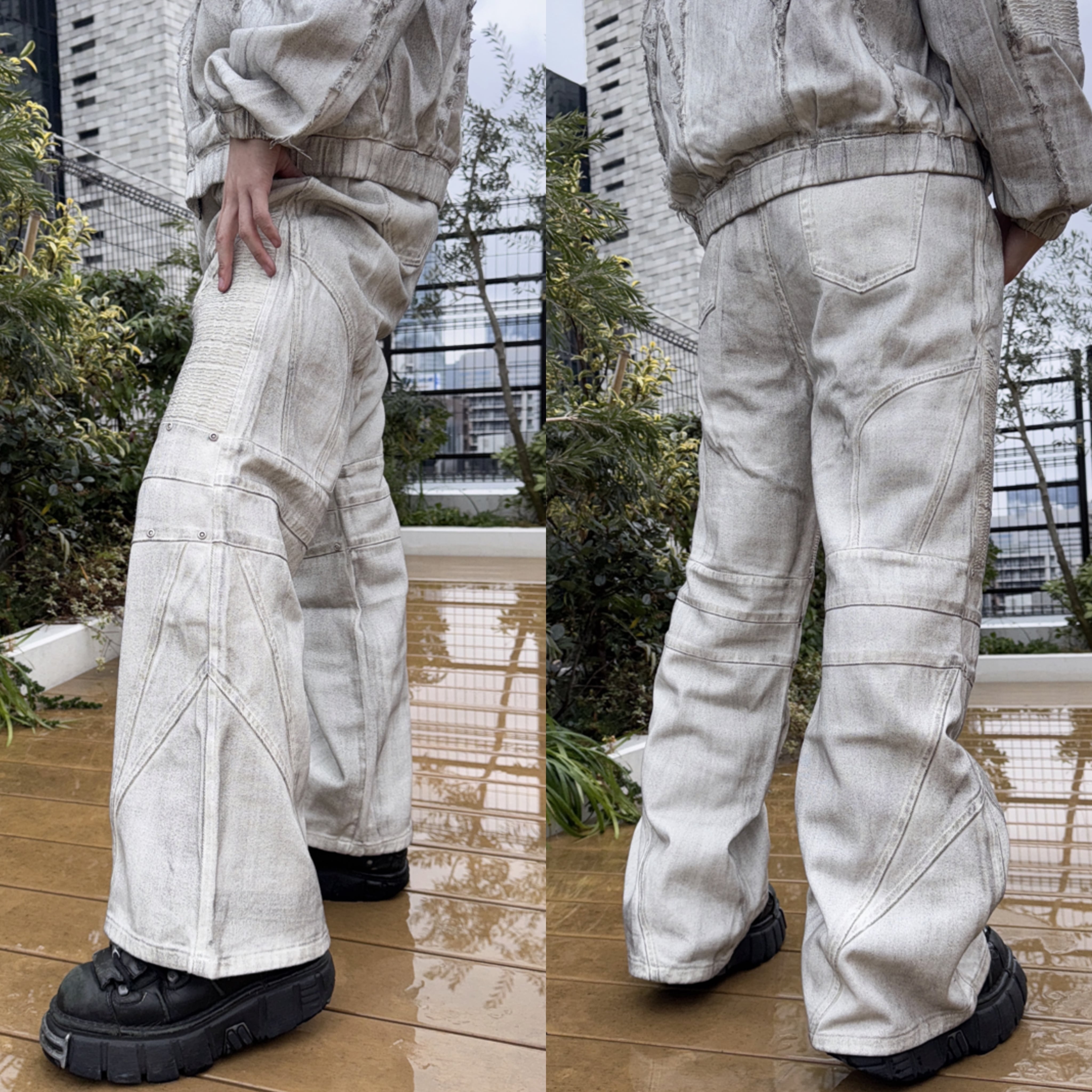 BARCON バイカーフレアパンツ バイカー グランジ y2k 個性派