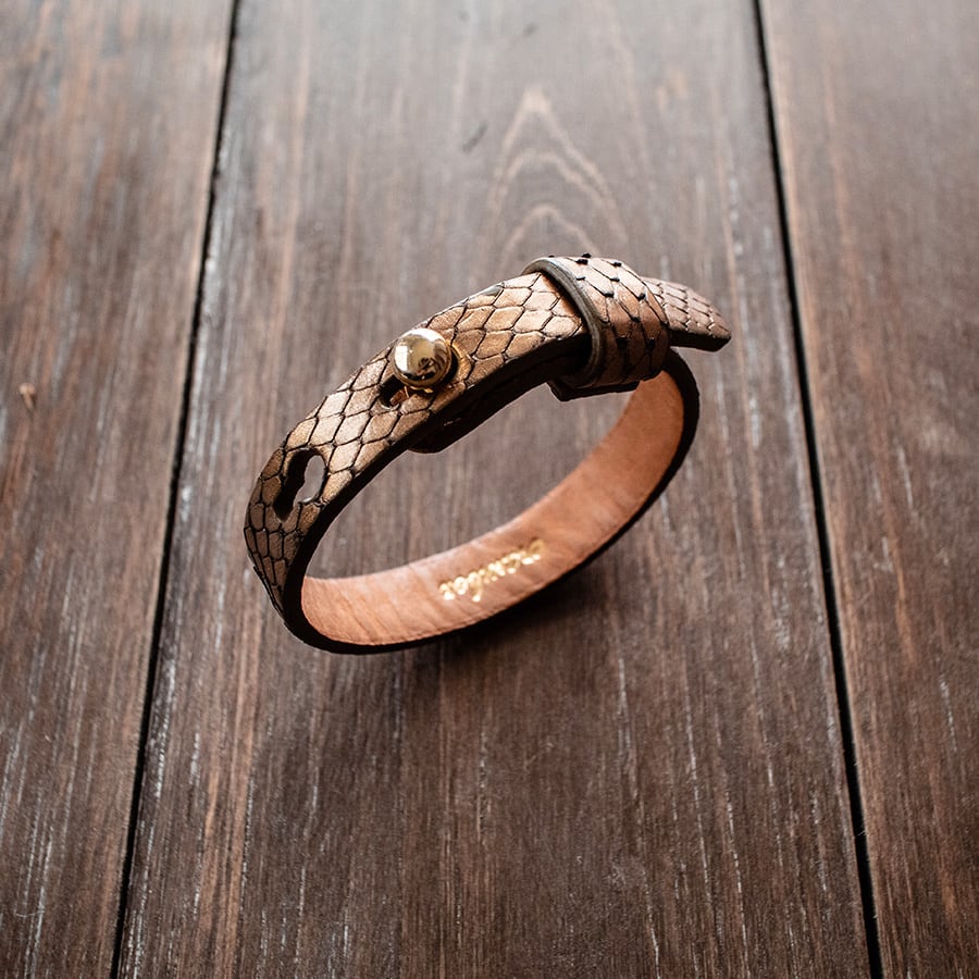 本パイソン革ブレスレット Python Leather Bracelet | crambox creating