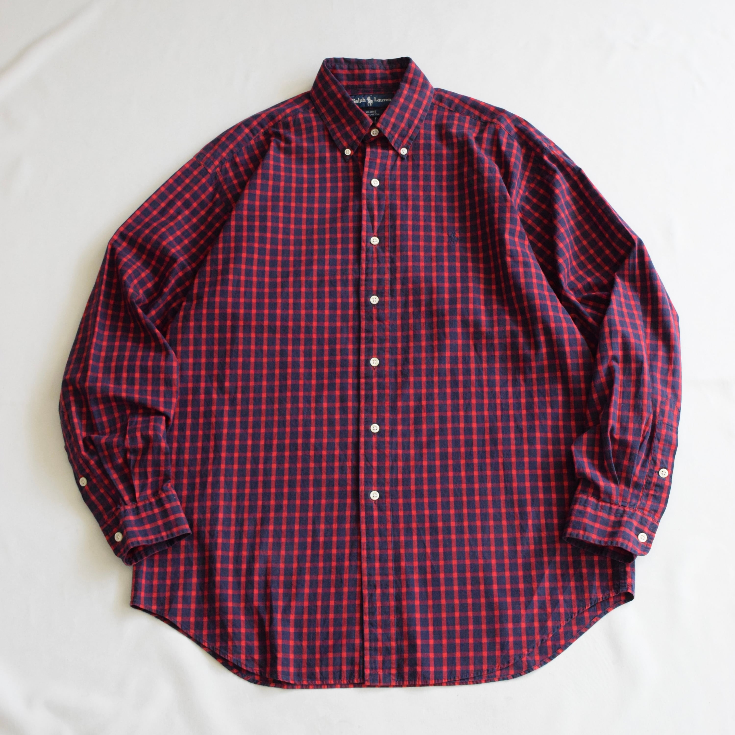 90s Ralph Lauren “BLAKE” チェックシャツ メンズM レッド×ネイビー