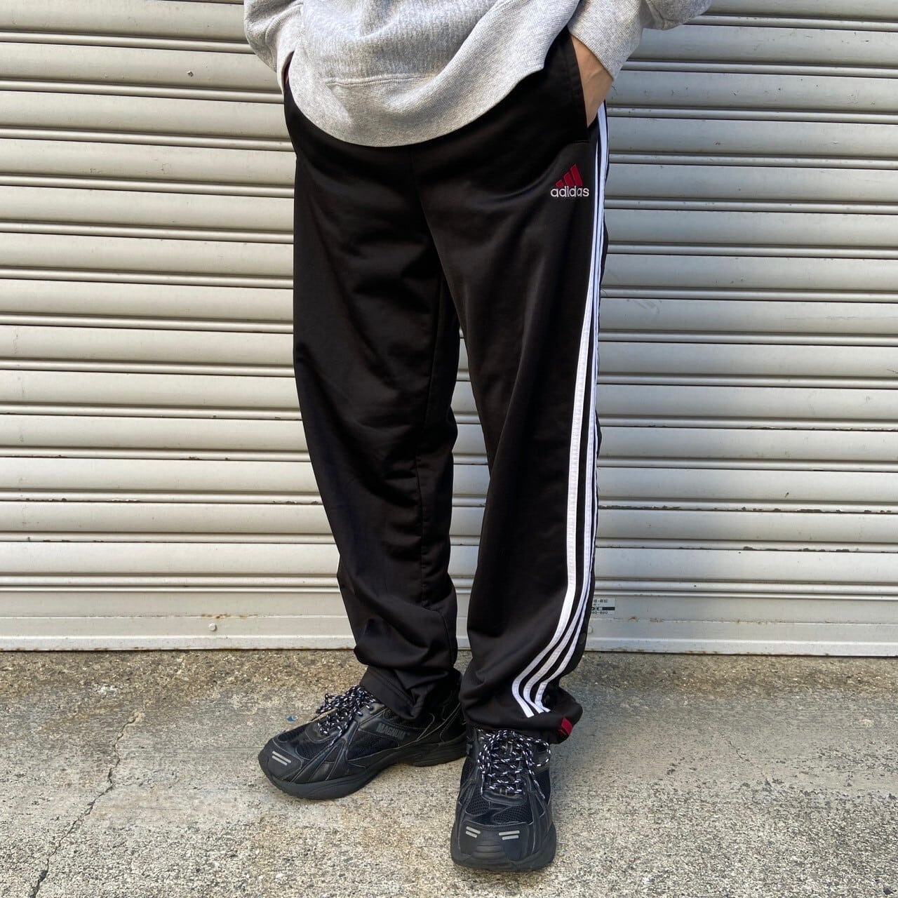 90s adidas アディダス サイドスナップトラックパンツ ジャージ 黒 S