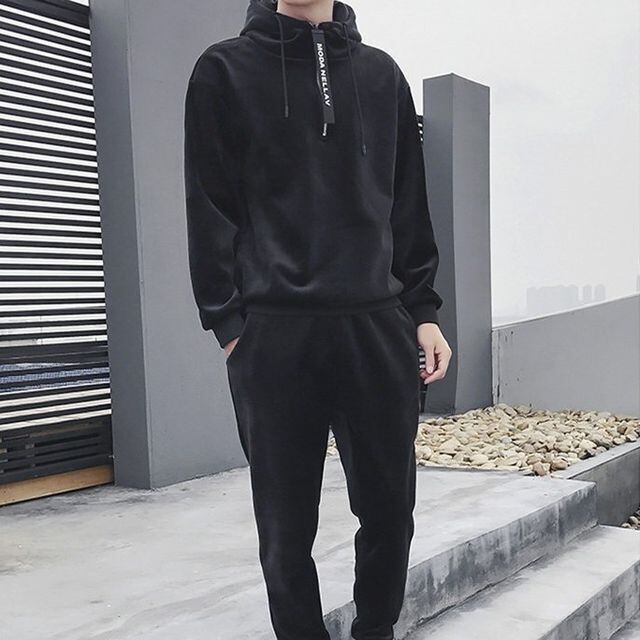 予約販売】スエット上下 ベロア セットアップ メンズ フード付き