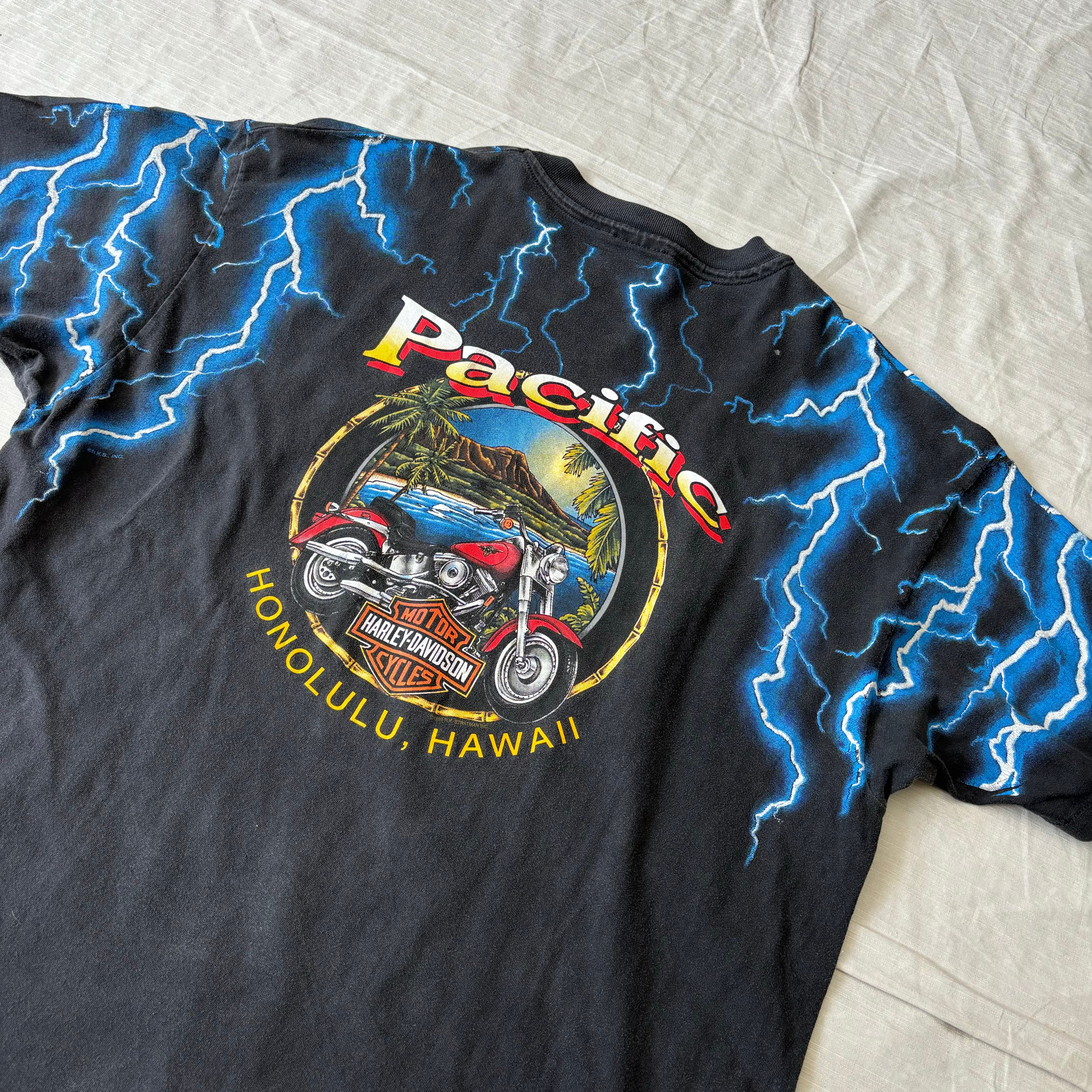 USA製 90's HARLEY DAVIDSON/ハーレーダビッドソン THUNDER＆LIGHTNING