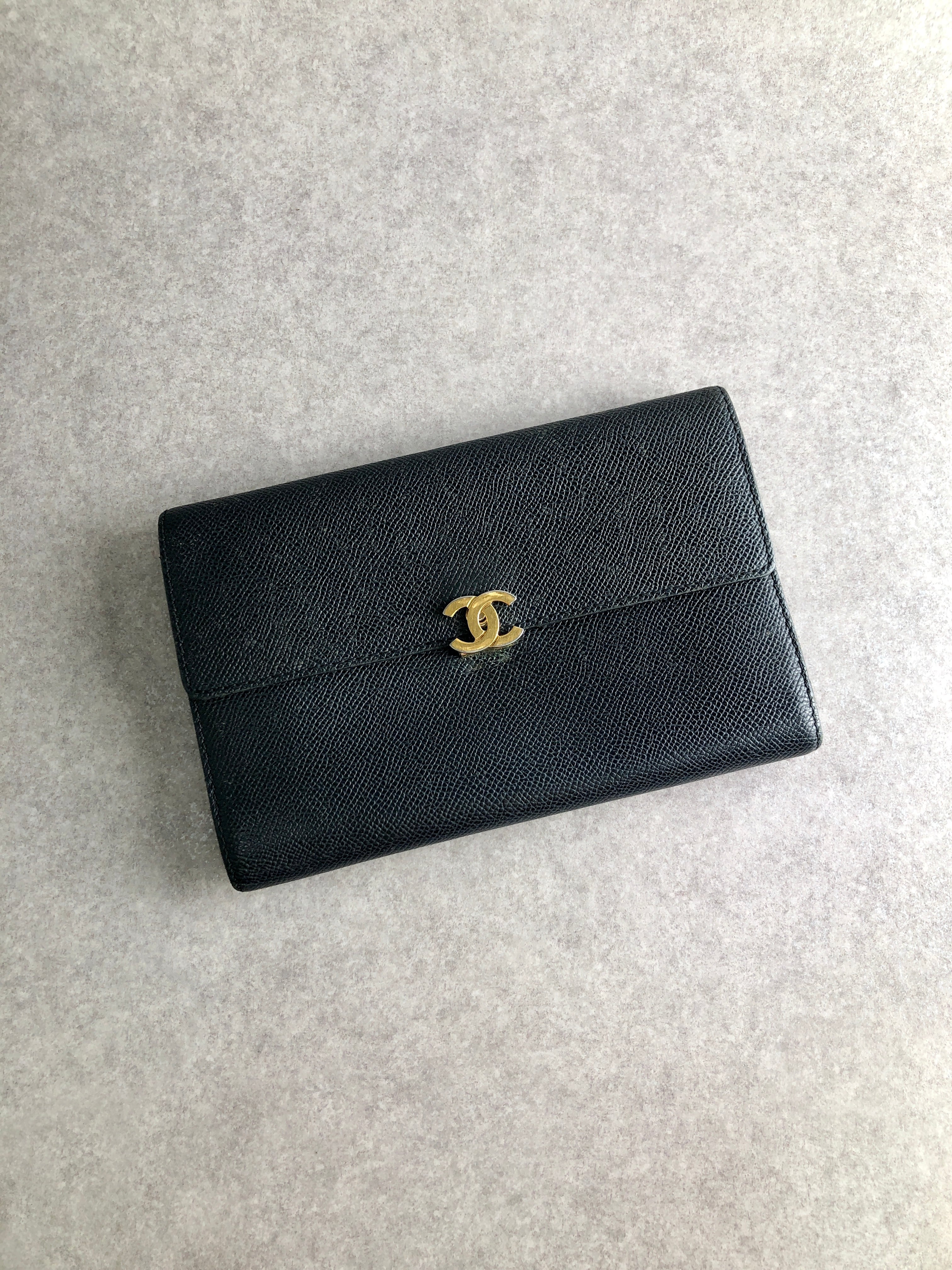 CHANEL シャネル 財布 ブラック ココマーク キャビアスキン vintage
