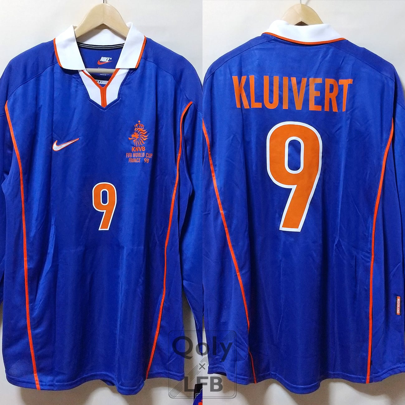 オランダ代表 1998 Nike 選手用 アウェイ長袖 #9 KLUIVERT パトリック