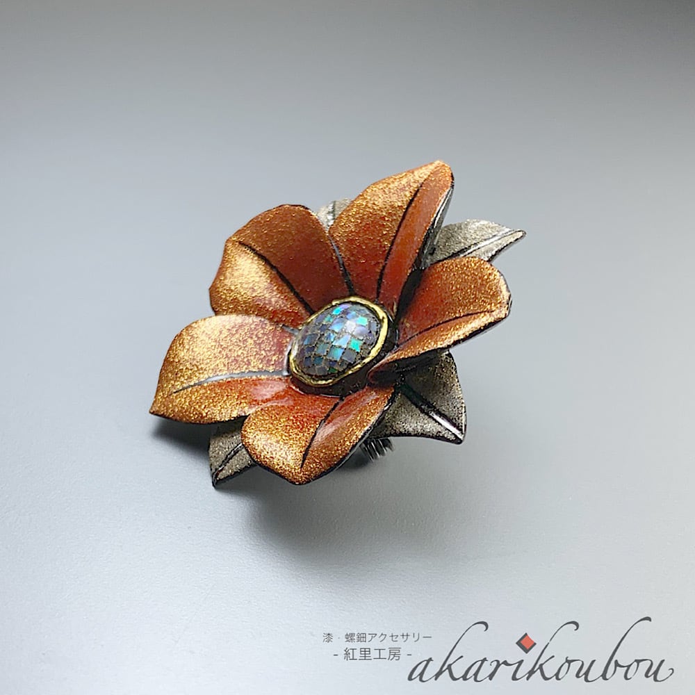 vintage】川崎川光 作家もの 螺鈿細工 本鼈甲 ブローチ ペンダント