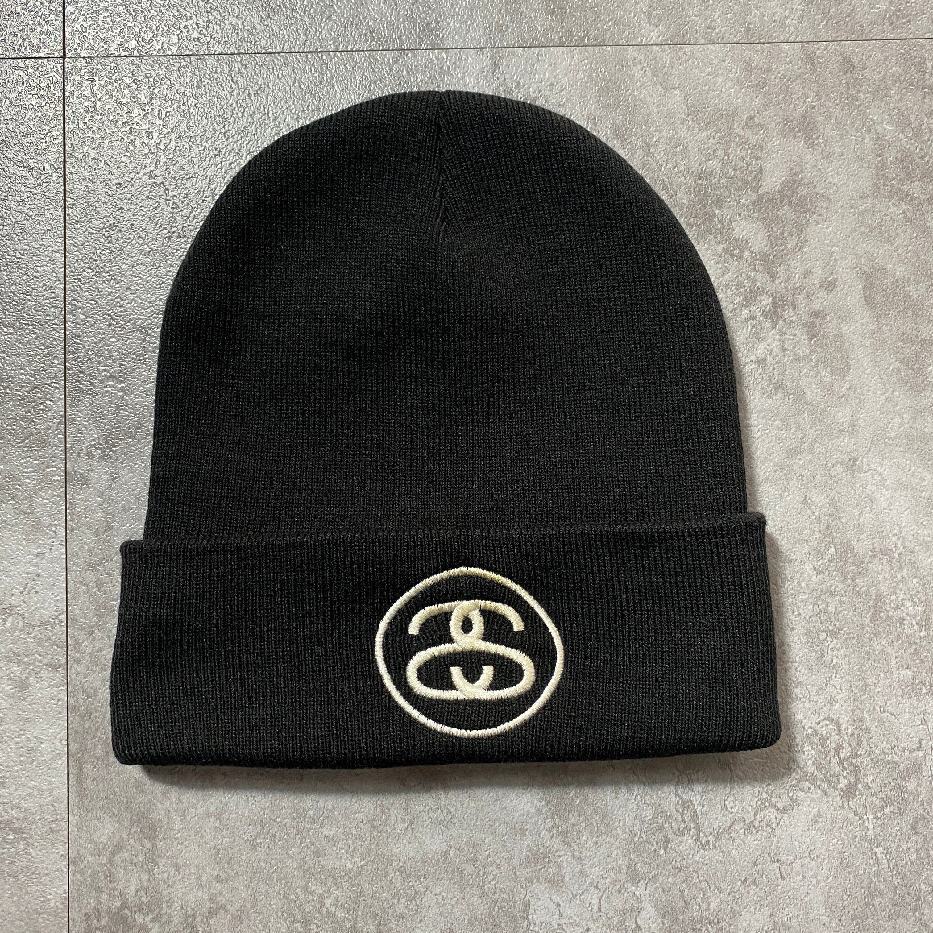stussy ステューシー SSリンク 刺繍ロゴ ブラック 黒 ニット帽 ニット