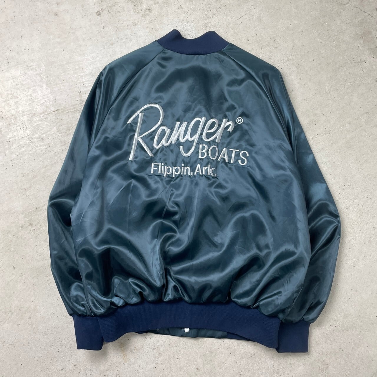 90年代 USA製 WestArk ナイロン サテンスタジャン Ranger BOATS 企業