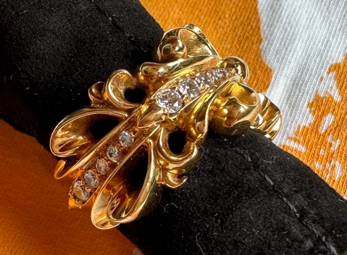 CHROME HEARTS クロムハーツ ダブル フローラルクロス ダイヤ リング