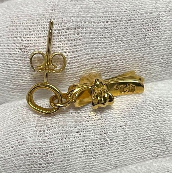 CHROME HEARTS クロムハーツ ベビーファット クロス ピアス 22k パヴェ