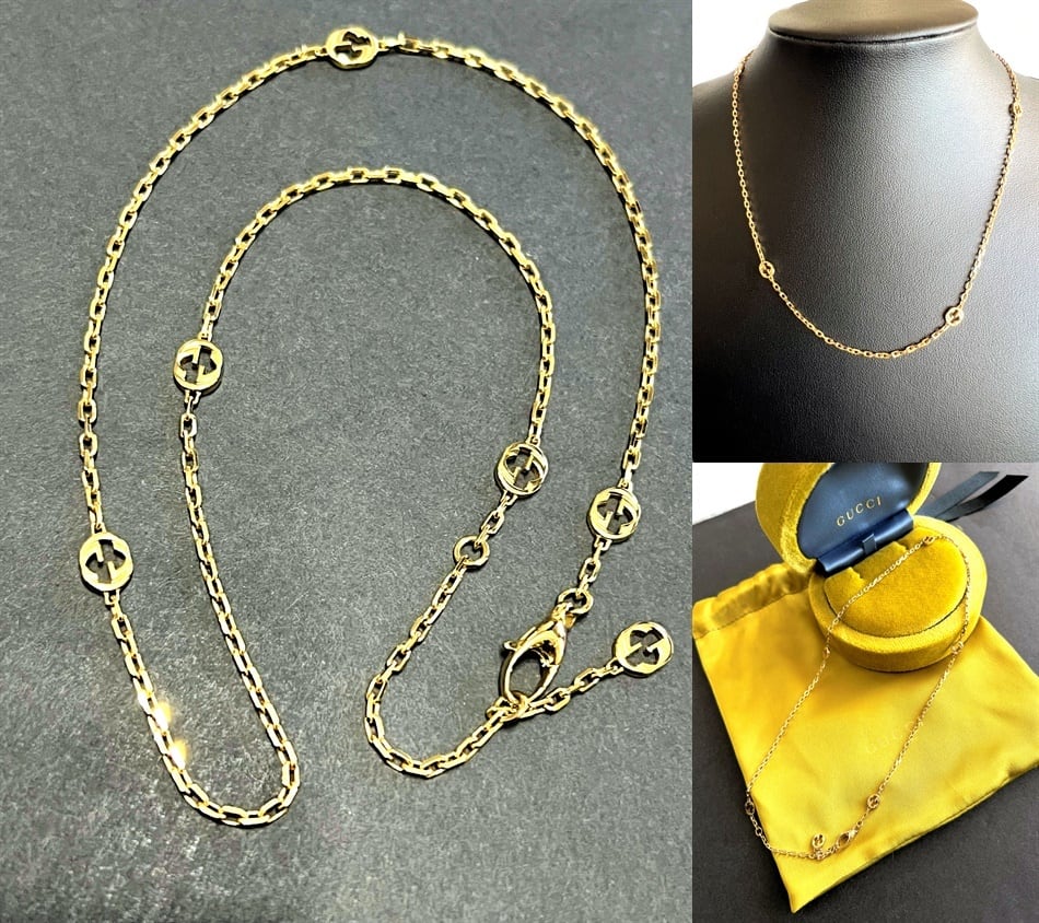 2023 現行 GUCCI グッチ K18 YG インターロッキングG ネックレス