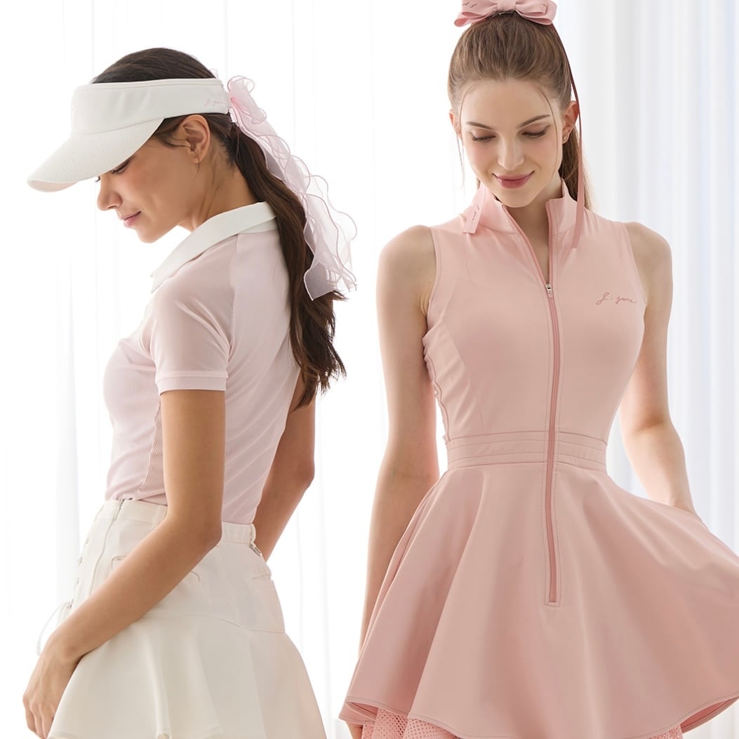 Zipper Double Flared One-piece（Pink） | プレミアムゴルフウェア J