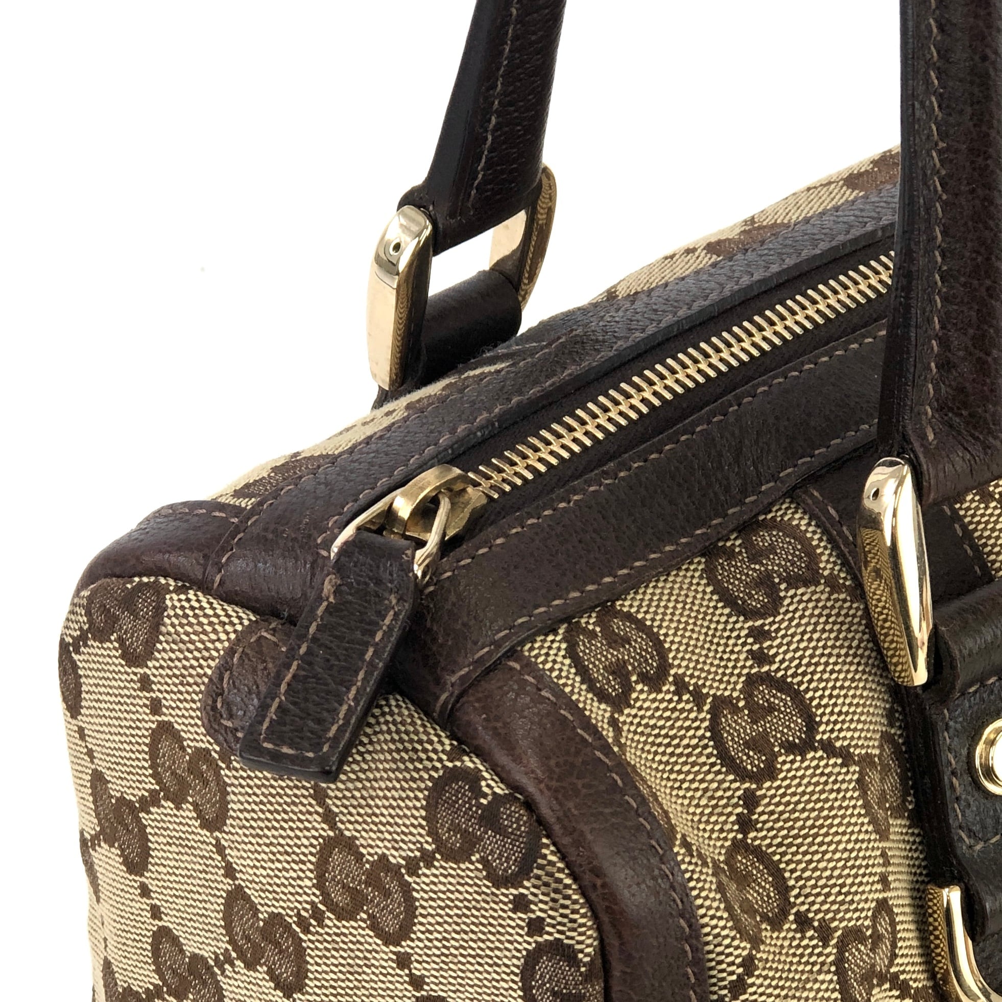 GUCCI グッチ GGキャンバス ミニボストン ハンドバッグ ブラウン
