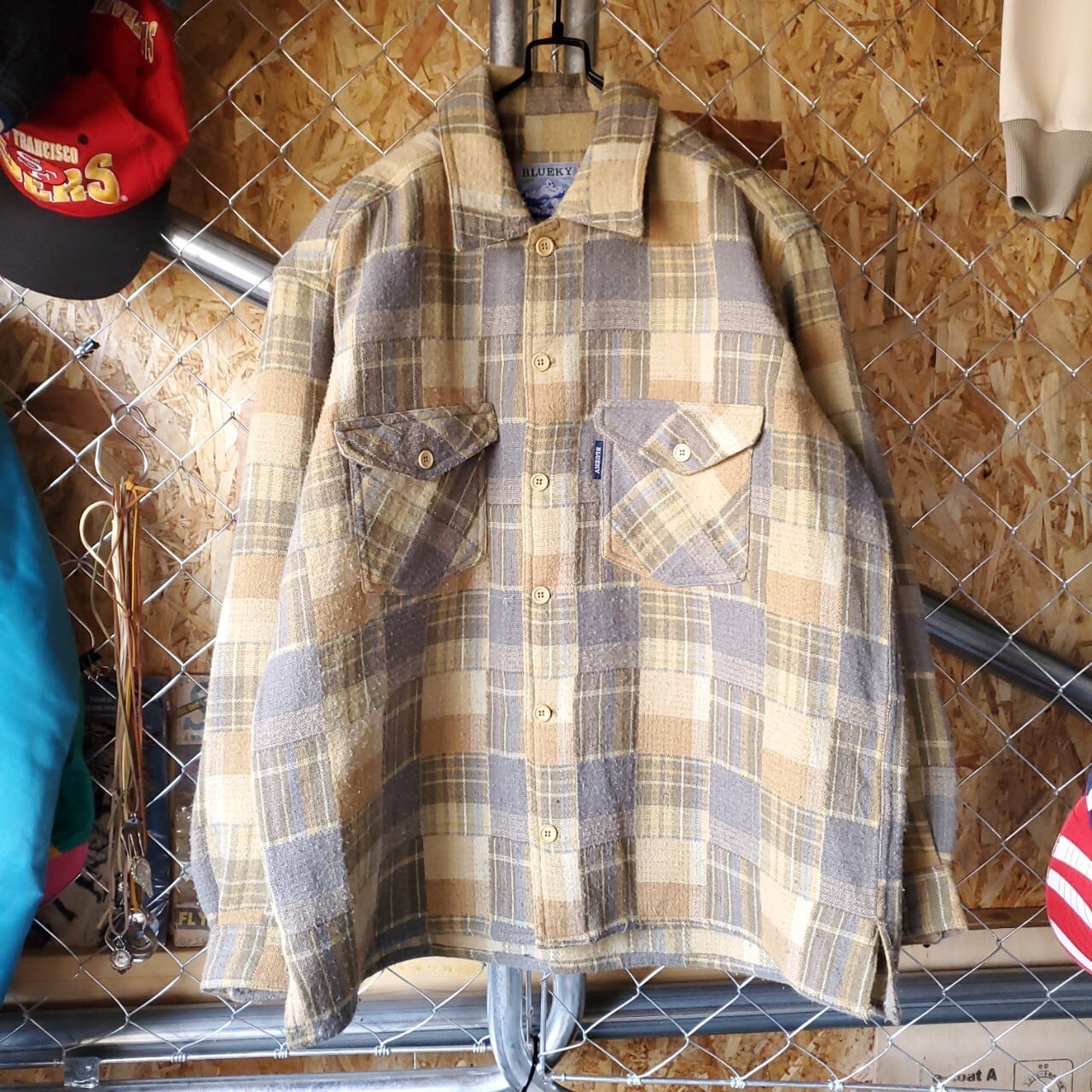 90s ネルシャツ チェック アクリルウールシャツ 長袖シャツ
