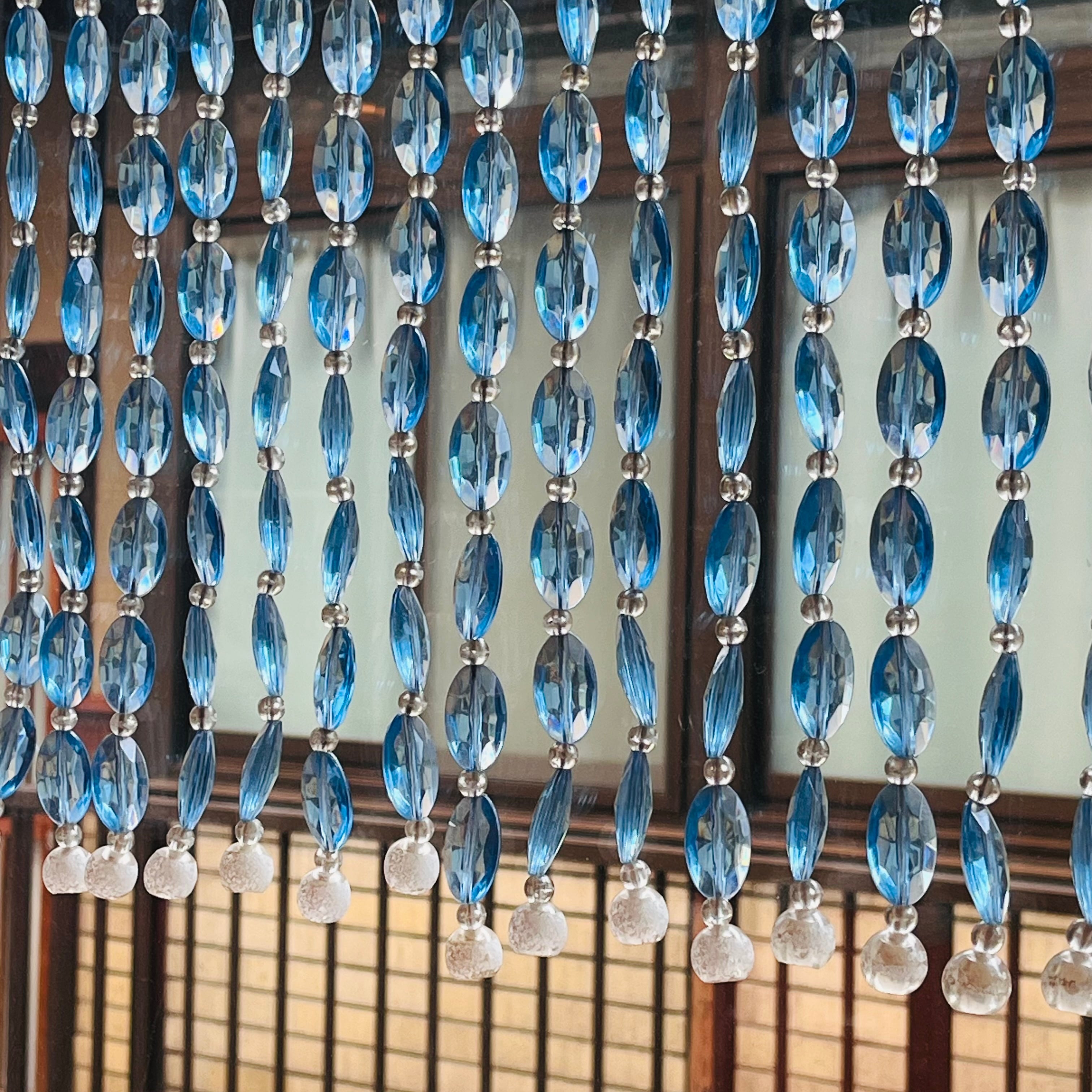 珠のれん 水色 ビーズのれん レトロ | 春眠雑貨店