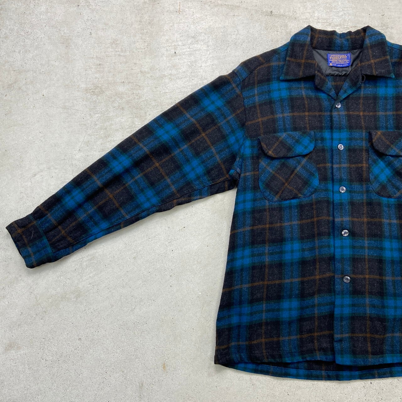 60年代 USA製 PENDLETON ペンドルトン チェック柄 開襟 ウールシャツ