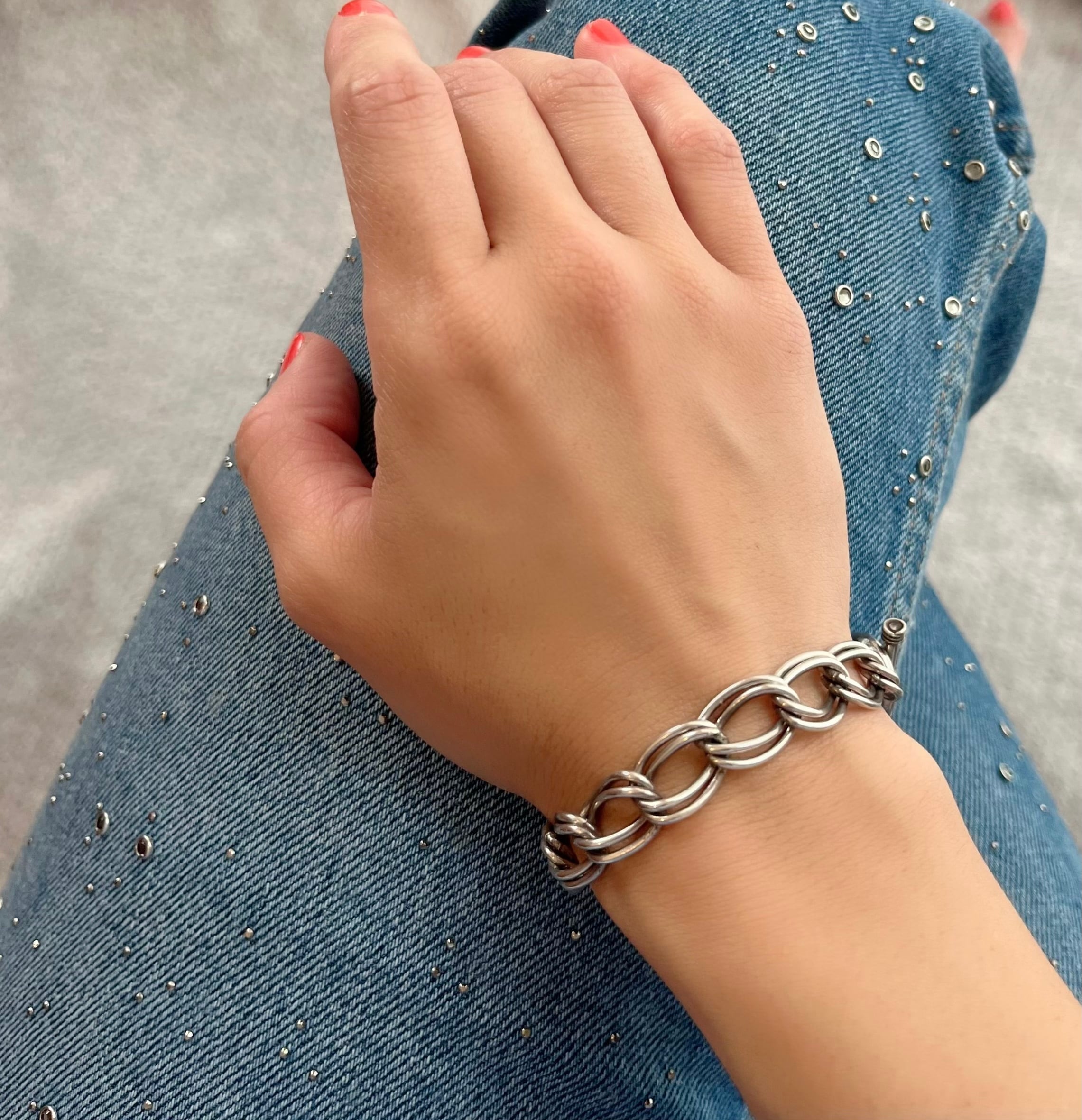 メキシカンジュエリー ダブルリンクチェーンブレスレット silver925
