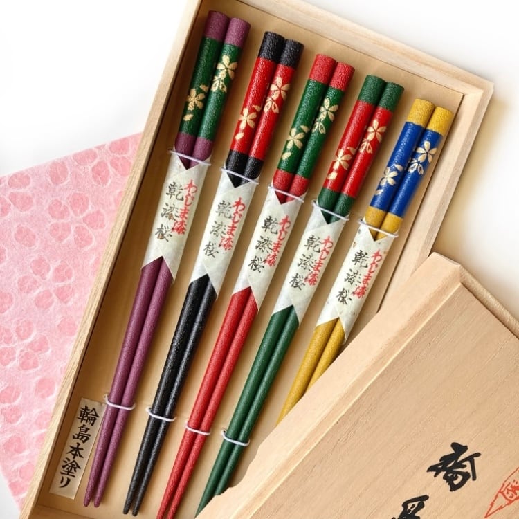 輪島うるし箸「乾漆 桜」桐箱5膳入【送料無料】 | 岩多箸店オンライン