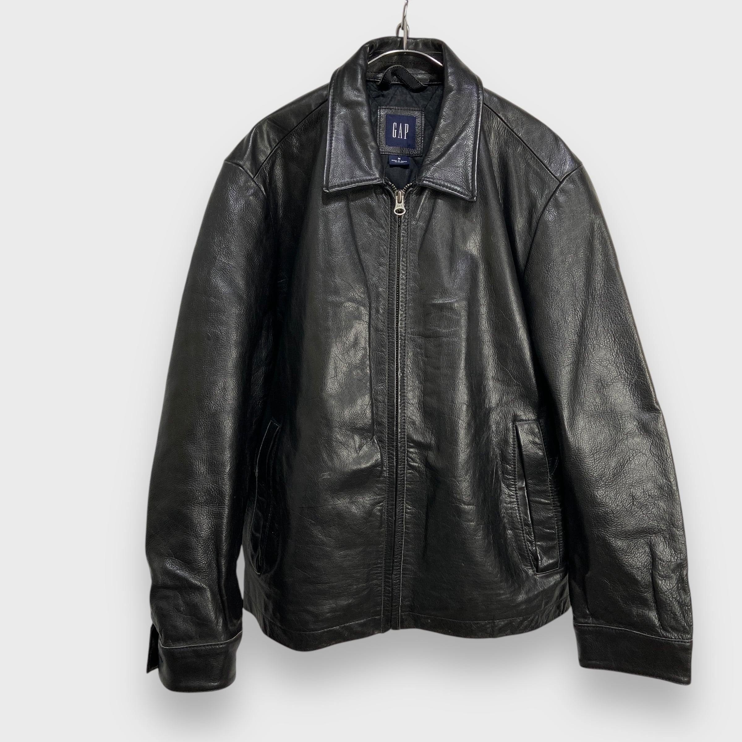 00s GAP オールドギャップ レザージャケット 本革 ブラック M | 古着屋 Uan