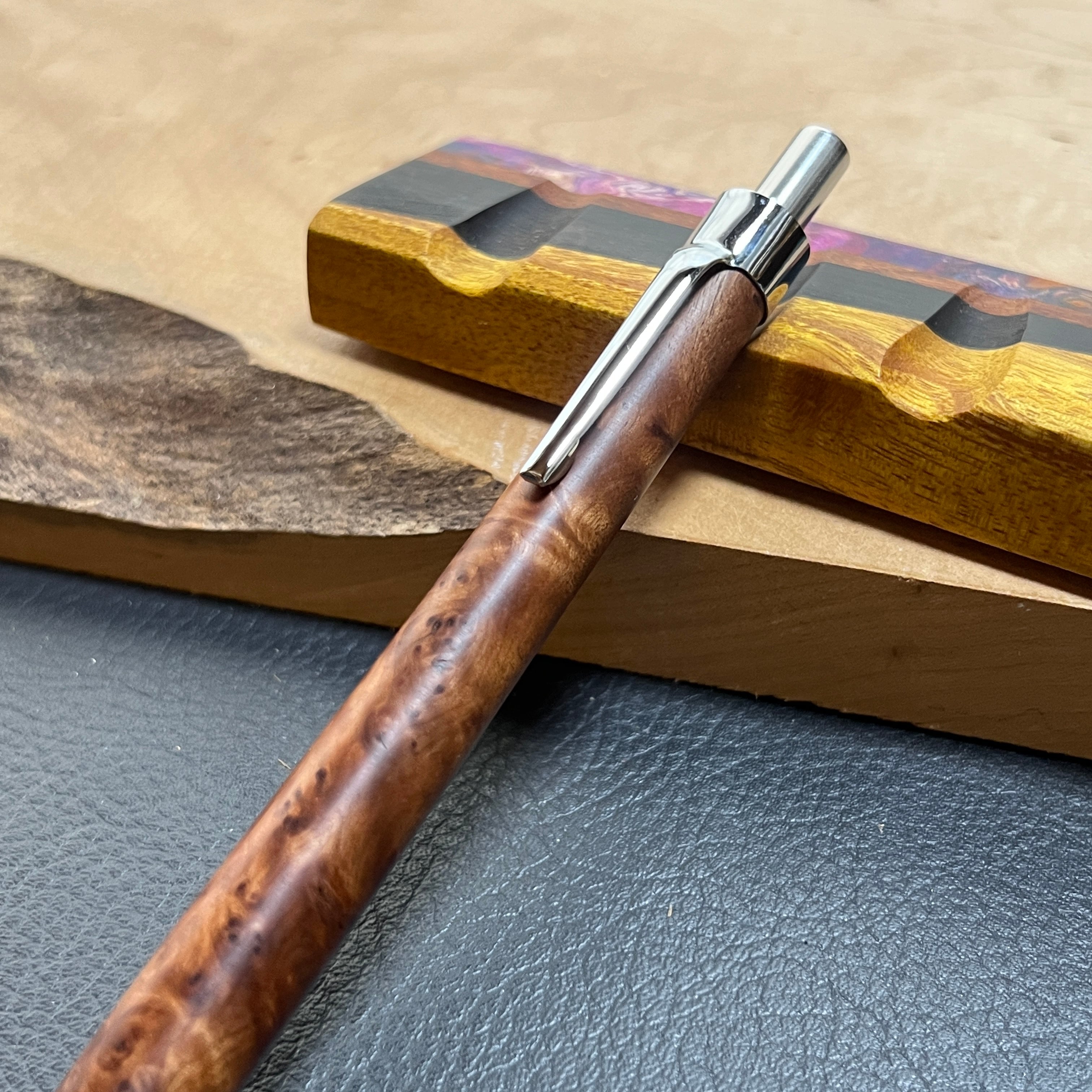 15樺瘤濃色木製シャーペン 強低重心ダブルR ステンレス | handwood