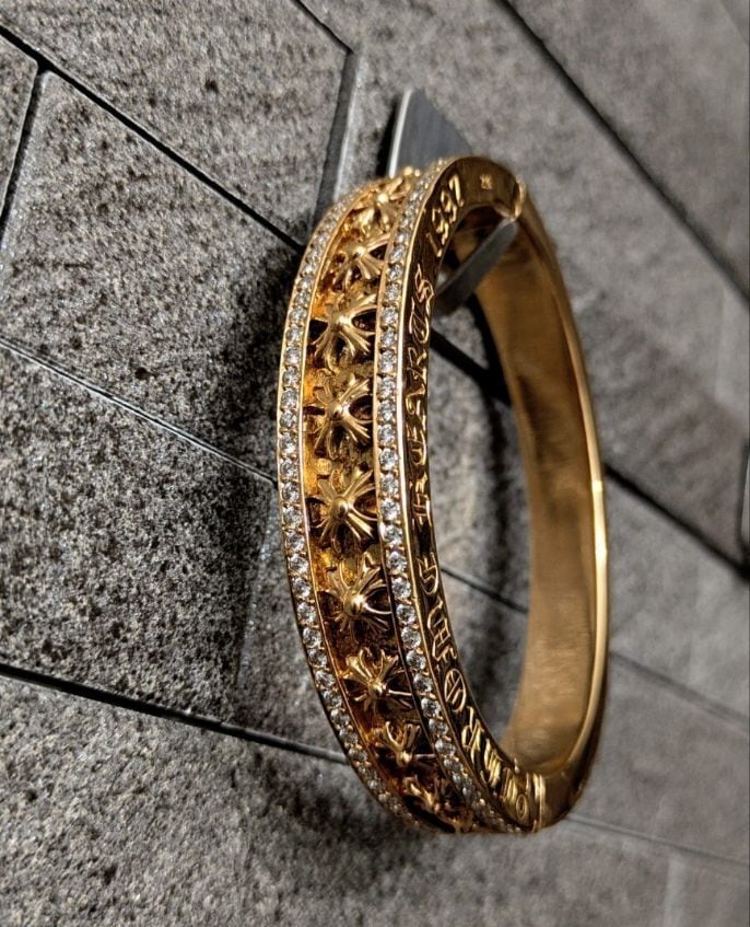 CHROME HEARTS クロムハーツ ナローVバンド ブレスレット 22k 純正