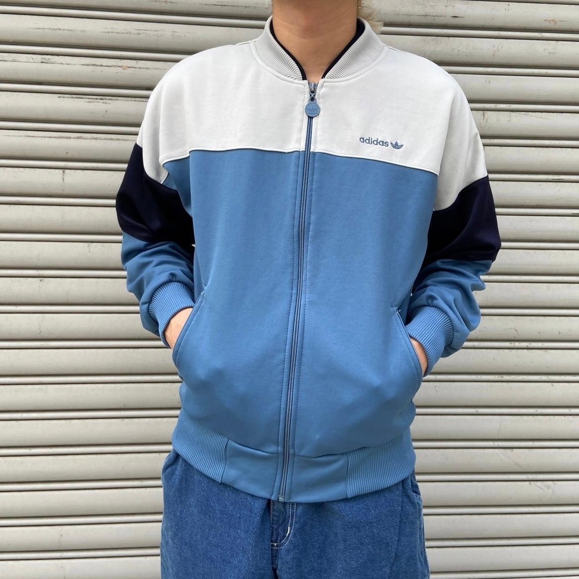 adidas アディダス トラックジャケット スナップボタン 80s 青